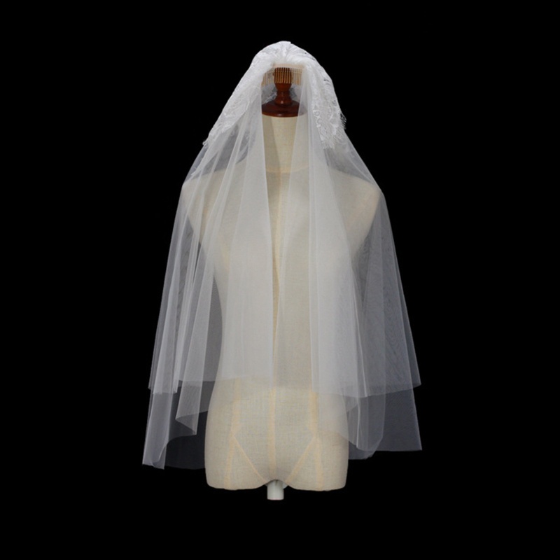 Mạng Che Mặt 2 Lớp Phối Ren Hoa Cho Cô Dâu