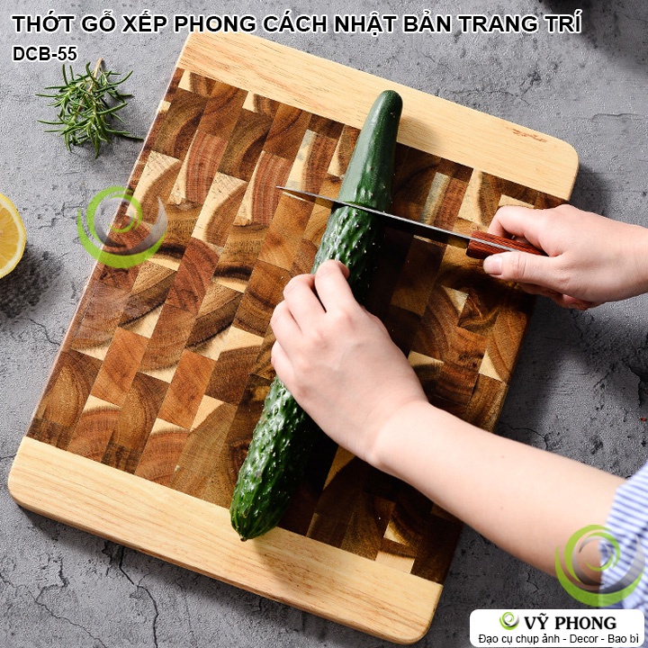 THỚT GỖ TEAK XẾP PHONG CÁCH NHẬT KHAY GỖ GHÉP GỖ TƯƠNG TƯ TỰ NHIÊN TRANG TRÍ BẾP ĐẠO CỤ CHỤP ẢNH SẢN PHẨM INS DCB-55