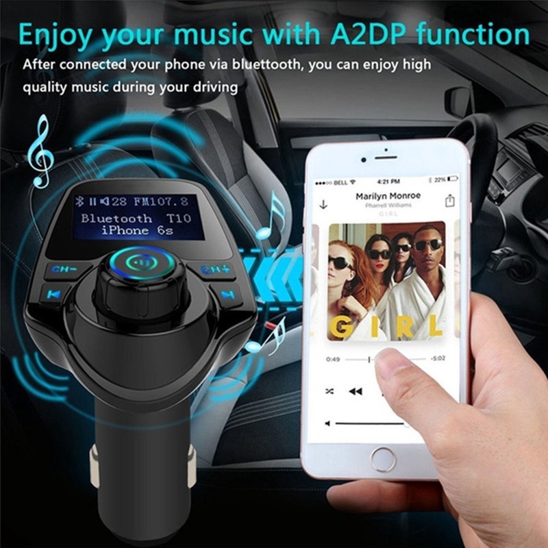 Máy Nghe Nhạc Mp3 T11 Không Dây Bluetooth Màn Hình Lcd Tích Hợp Cổng Sạc Usb Kép Có Mic Cho Xe Hơi