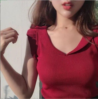 Áo len cổ V
