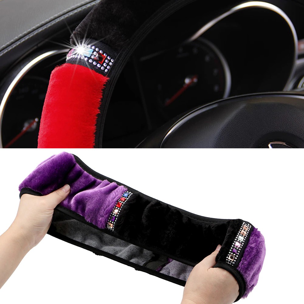 SuperAuto 38CM Vải Nhung Lông Bọc Vô Lăng Ô Tô Trang Trí Ô Tô