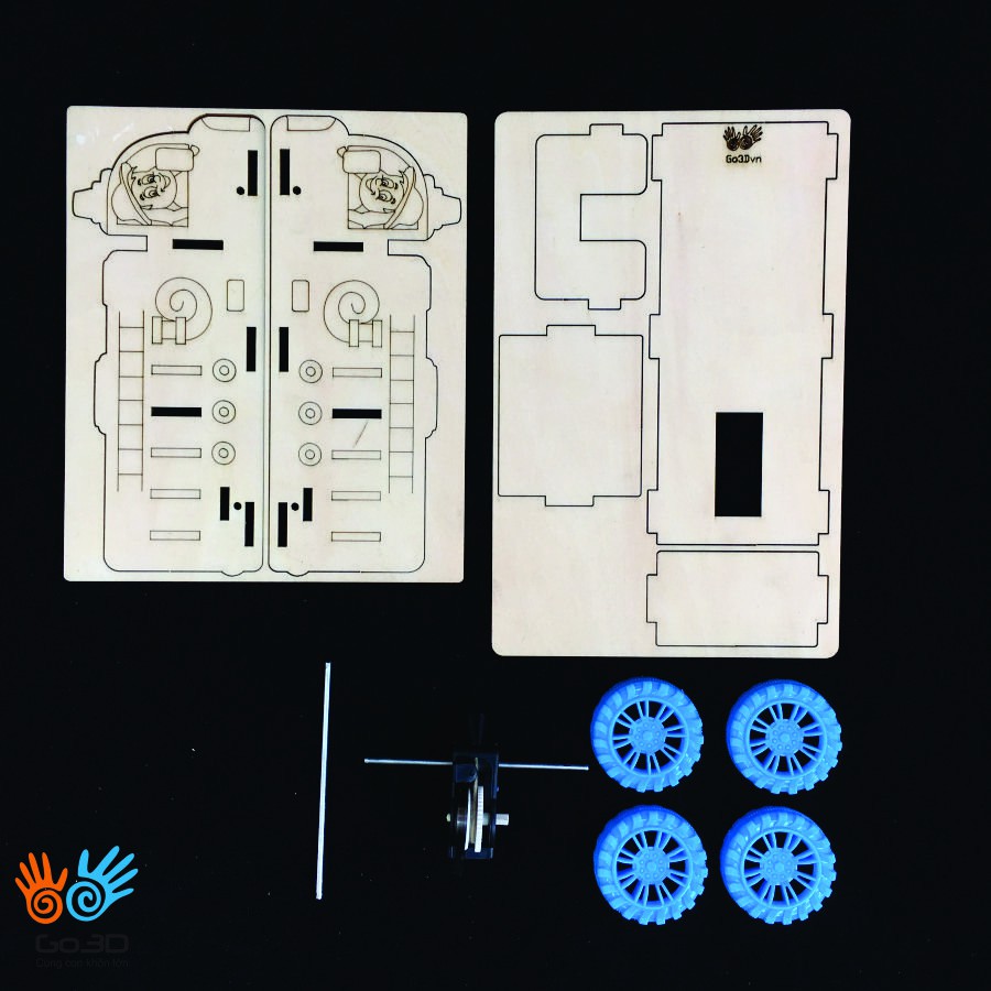 Đồ chơi STEM lắp ghép bằng gỗ-Xe cứu hoả-Made in VN