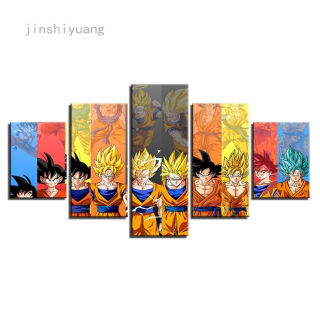Set 5 Tranh Vải Canvas Ghép Hình Treo Tường Trang Trí Phong Cách Hoạt Hình Dragon Ball