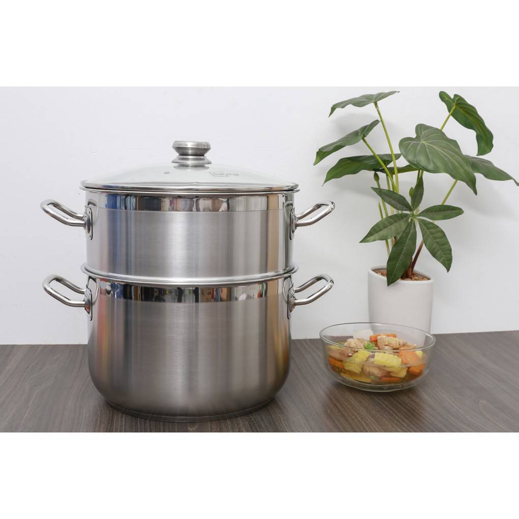 Bộ nồi xửng, xửng hấp inox 3 đáy 30 cm cao cấp Fivestar, DÙNG ĐƯỢC CHO BẾP TỪ