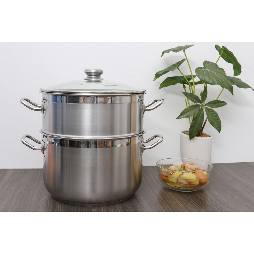 Bộ nồi xửng inox 3 đáy 30 cm Fivestar ST30-3DG / Nồi hấp đồ xôi inox 3 đáy 30cm Fivestar