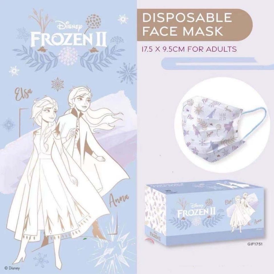 Set 10 / 20 / 50 Khẩu Trang 3 Lớp Dùng Một Lần In Hình Frozen / Công Chúa Lọ Lem / Công Chúa Lọ Lem / Alice Nhiều Màu Sắc Cho Người Lớn
