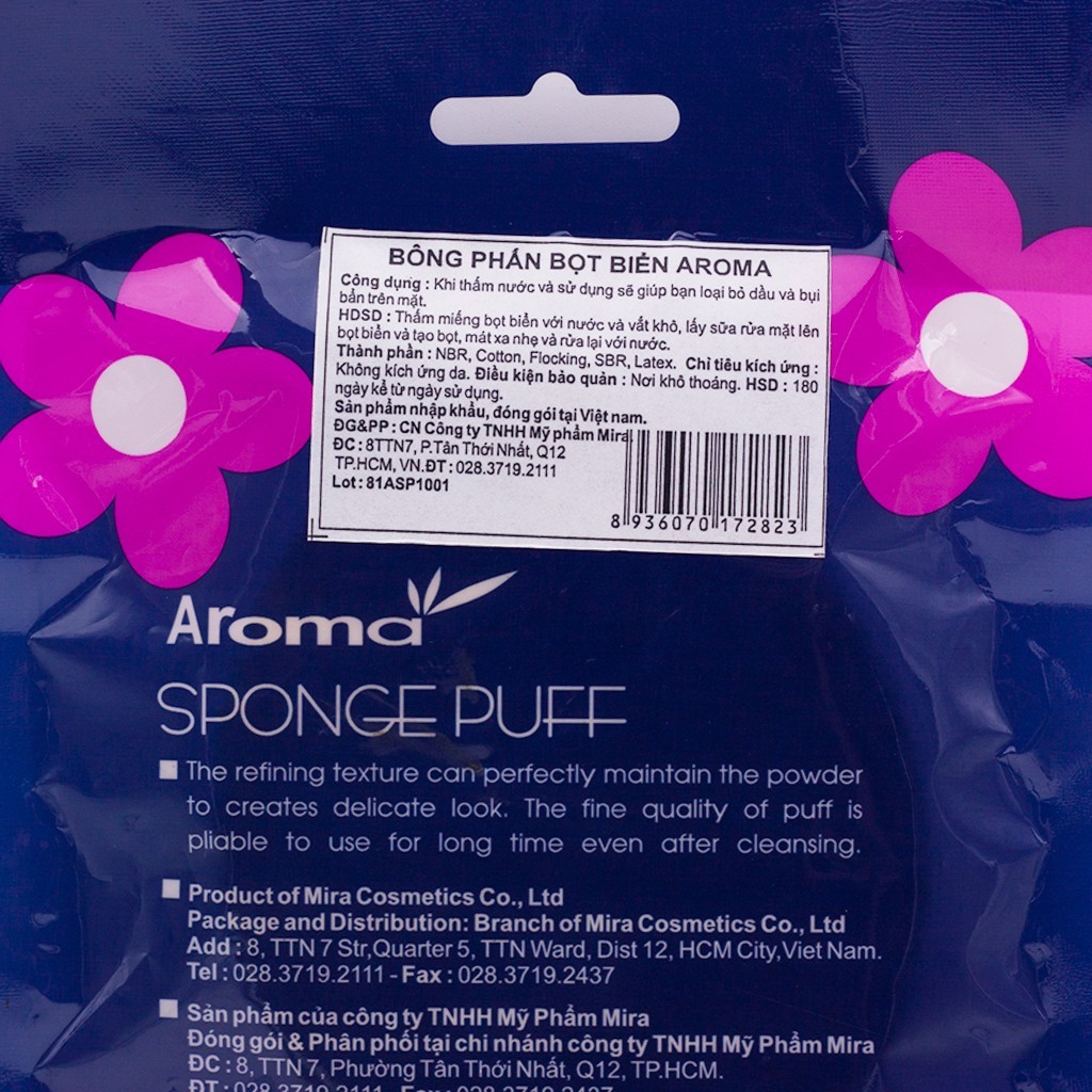 Bông Rửa Mặt Bọt Biển Massage Aroma Sponge Puff Hàn Quốc C419 7g | BigBuy360 - bigbuy360.vn