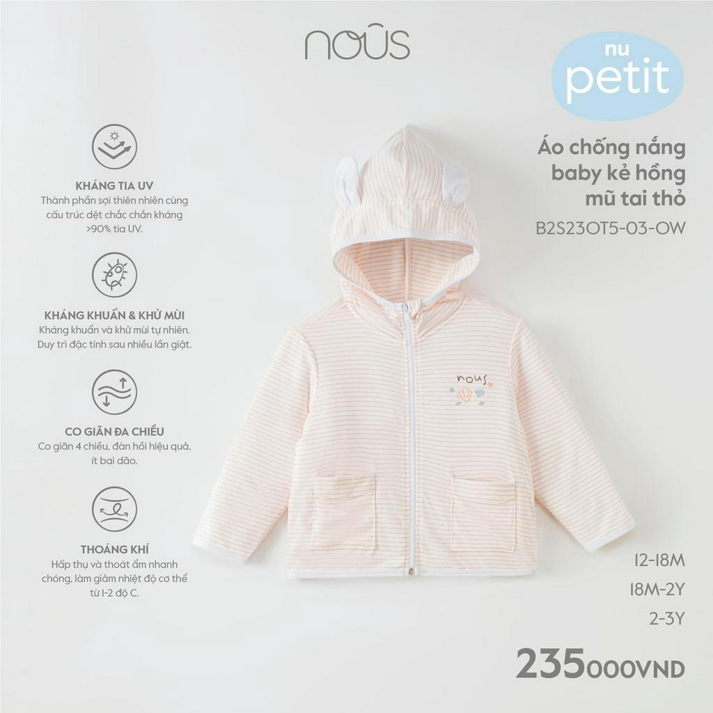 [CHÍNH HÃNG] Áo chống nắng cho bé chất petit mềm mại phối tai gấu/thỏ Nous