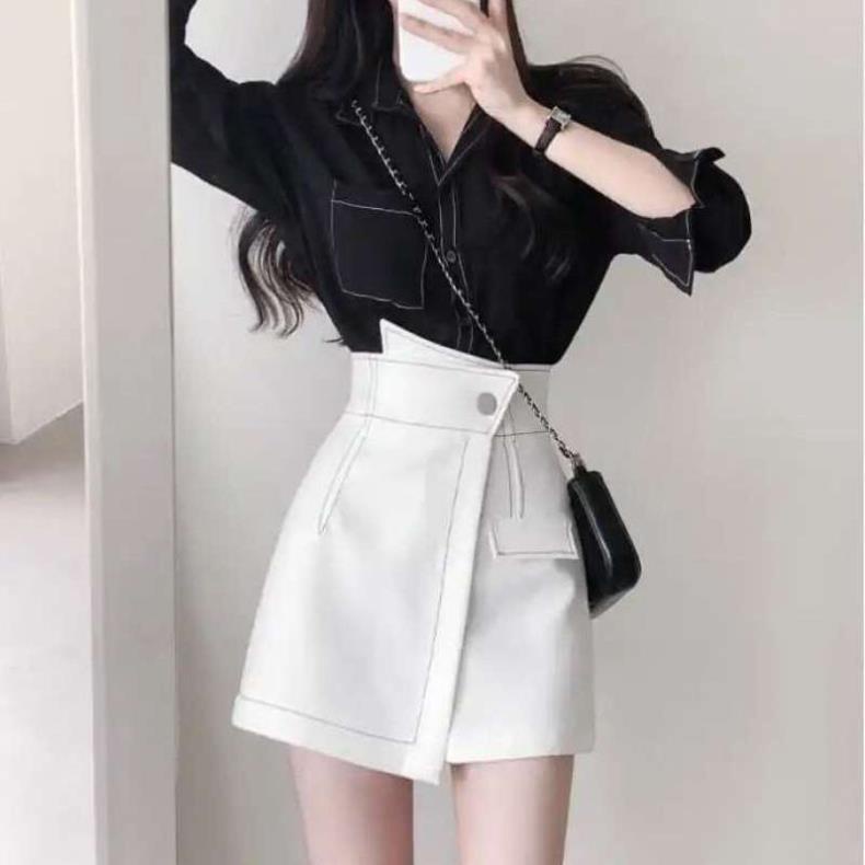 CHÂN VÁY GIẢ QUẦN CẠP CHÉO VIỀN CHỈ NỖI VV1 [Hàng Siêu Cấp] | BigBuy360 - bigbuy360.vn