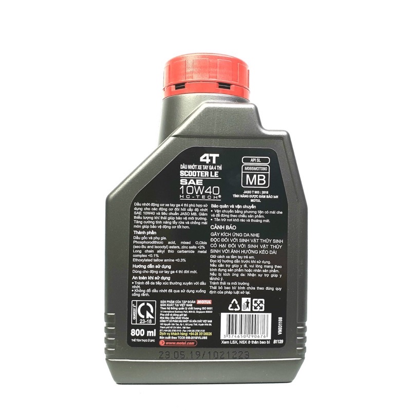 NHỚT TAY GA MOTUL SCOOTER LE 10W40 800ml.Binphamshop