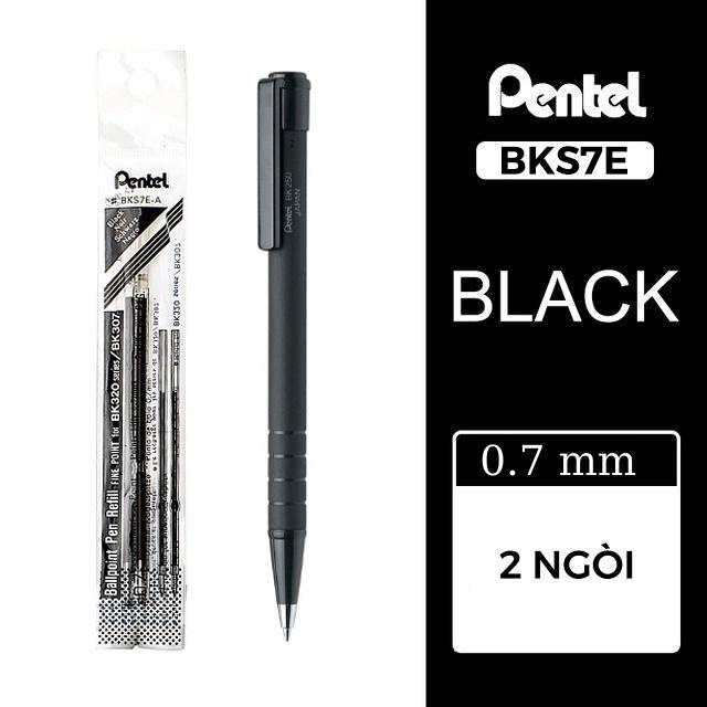 Ngòi bút bi BKS7E nét 0.7mm, ruột bút bi thay thế cho Pentel BK250 mực xanh/ đen- Chính hãng