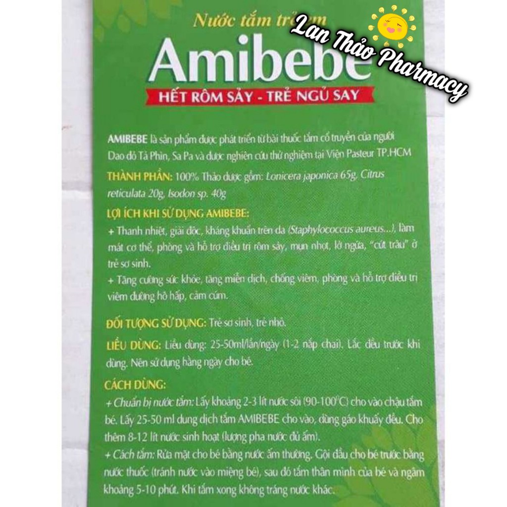 AMIBEBE 250ml Nước Tắm Ngừa Rôm Sẩy Cho Bé Giá Tốt