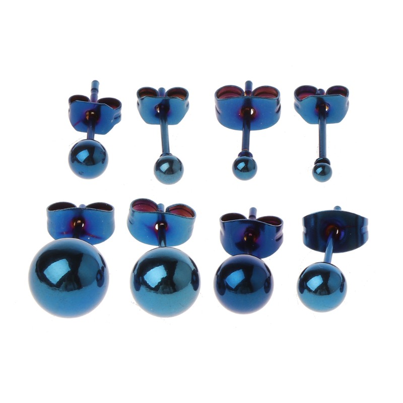 Bộ Khuyên Tai 8 Chiếc Thời Trang Bằng Thép Không Gỉ Hình tròn Nhiều Kích Thước Cho Nữ