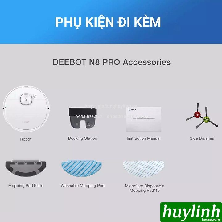 [Mã ELHAMS5 giảm 6% đơn 300K] Robot hút bụi lau nhà Ecovacs Deebot N8 PRO - Bản Quốc Tế - Hàng chính hãng