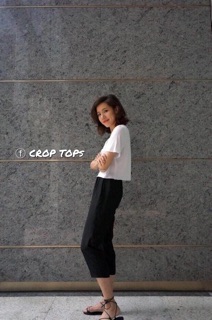 Áo Croptop tay ngắn dáng thụng cổ tròn basic