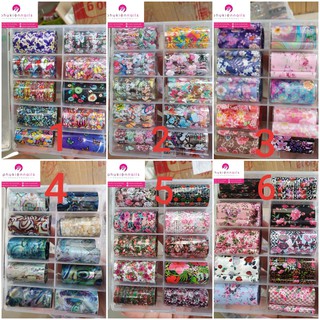 Foil dán hoa, bướm, giấy bóng trang trí móng tuyệt đẹp