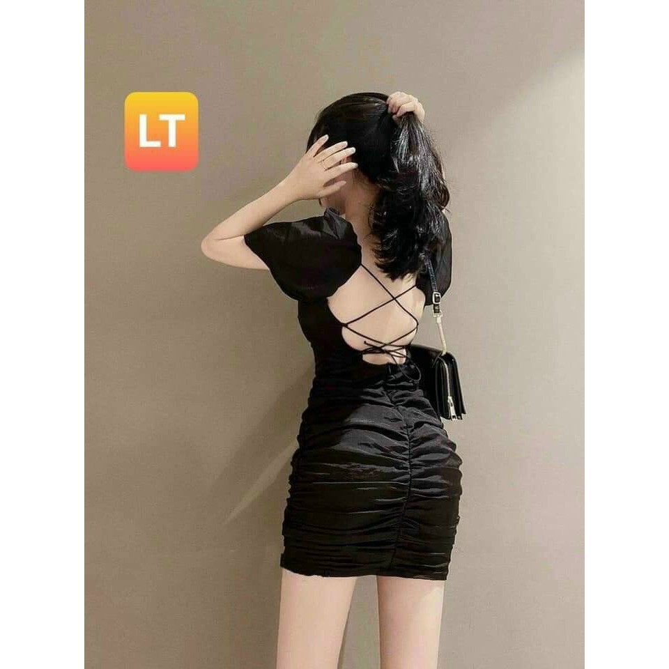Đầm Ôm Body Cổ Vuông Đan Dây Lưng Quyến Rũ | BigBuy360 - bigbuy360.vn
