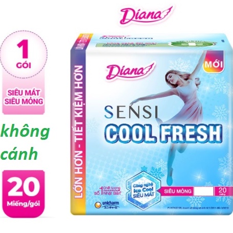 Băng vệ sinh Diana Sensi Cool Fresh siêu mỏng không cánh gói 20 miếng