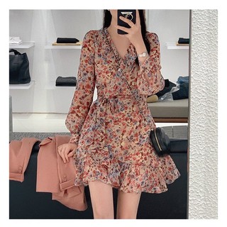 Đầm hoa nhí đắp chéo