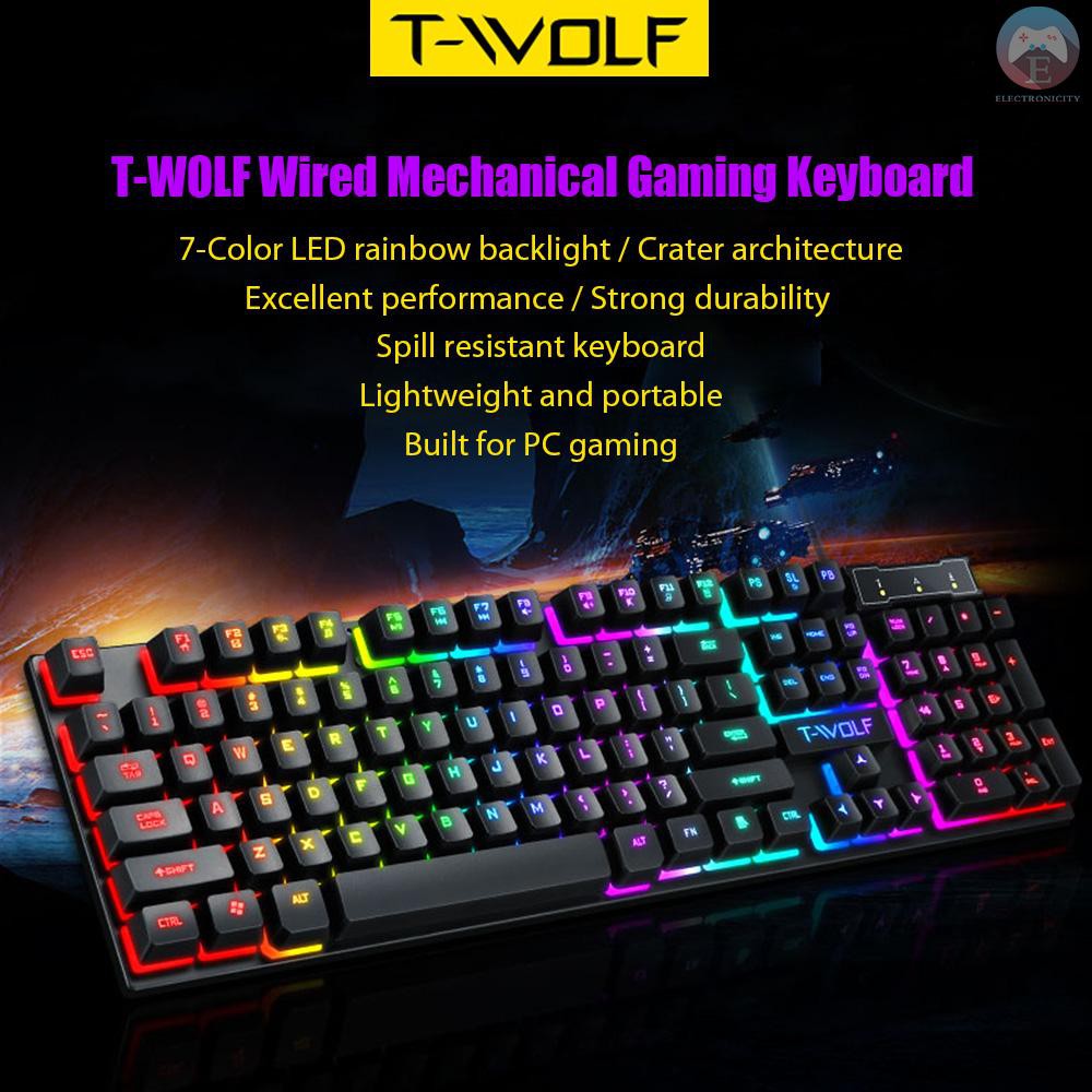 Bàn Phím Cơ Gaming T-Wolf T20 104 Phím Cho Windows &amp; Mac Pcrs Win 2000 / Vista / 7 / 8 / 10