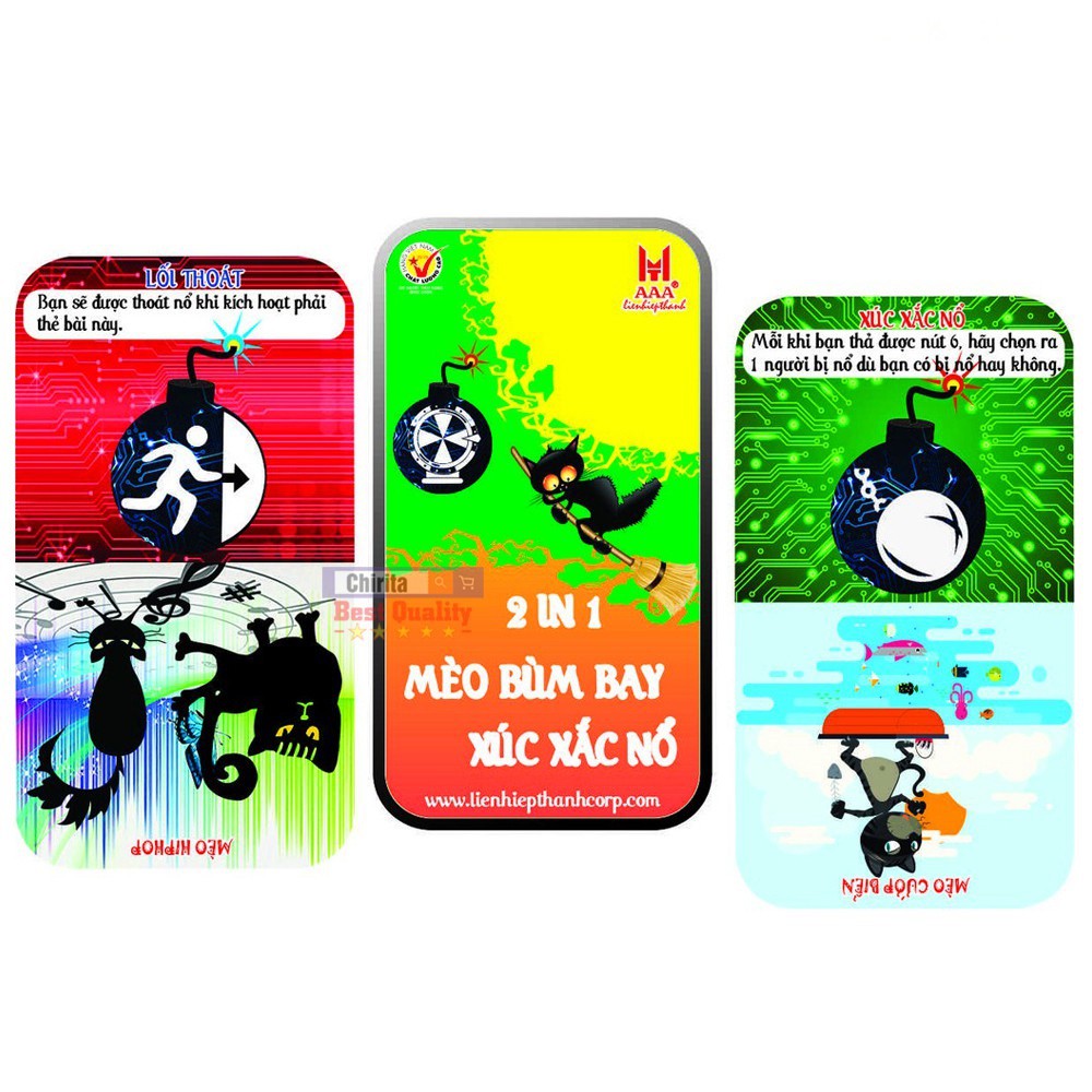 Bộ Bài Mèo Bùm Xúc Xắc Nổ 2  trong 1 [ HCM-GIÁ SỈ ]   Boardgame chất lượng cao,lá bài đẹp,có hướng dẫn,chơi cực vui.