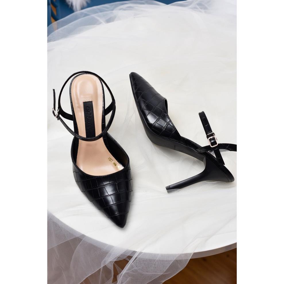 QN Giày sandal gót trong Merly 1245, Giày xăng đan nữ size lớn, Giày xăng đan hở gót cao gót
