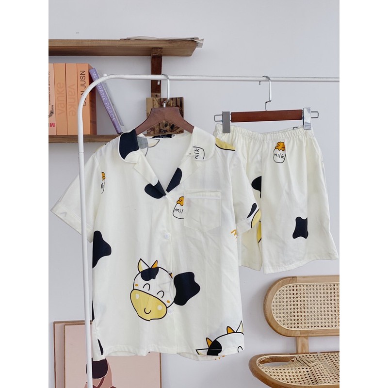 Bộ Pijama bộ đồ ngủ quần cộc bộ mặc nhà chất thô cao cấp [ ảnh thật tự chụp]