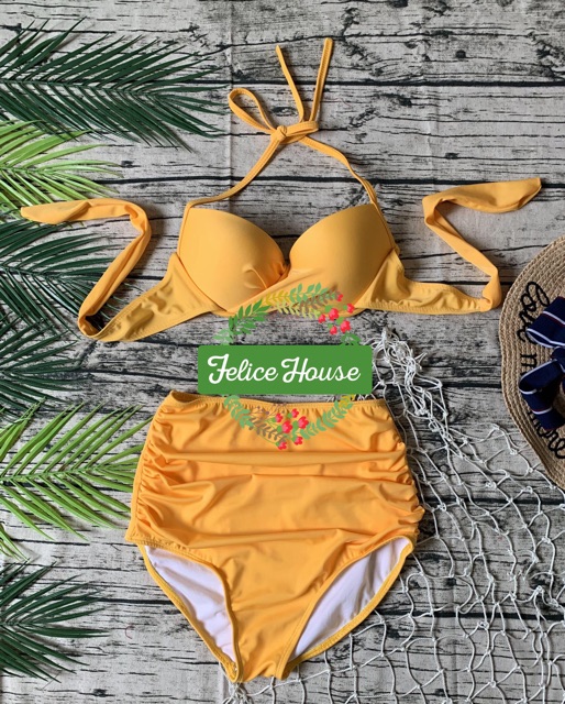 [NHIỀU MÀU] Bikini cạp cao áo cúp ngực