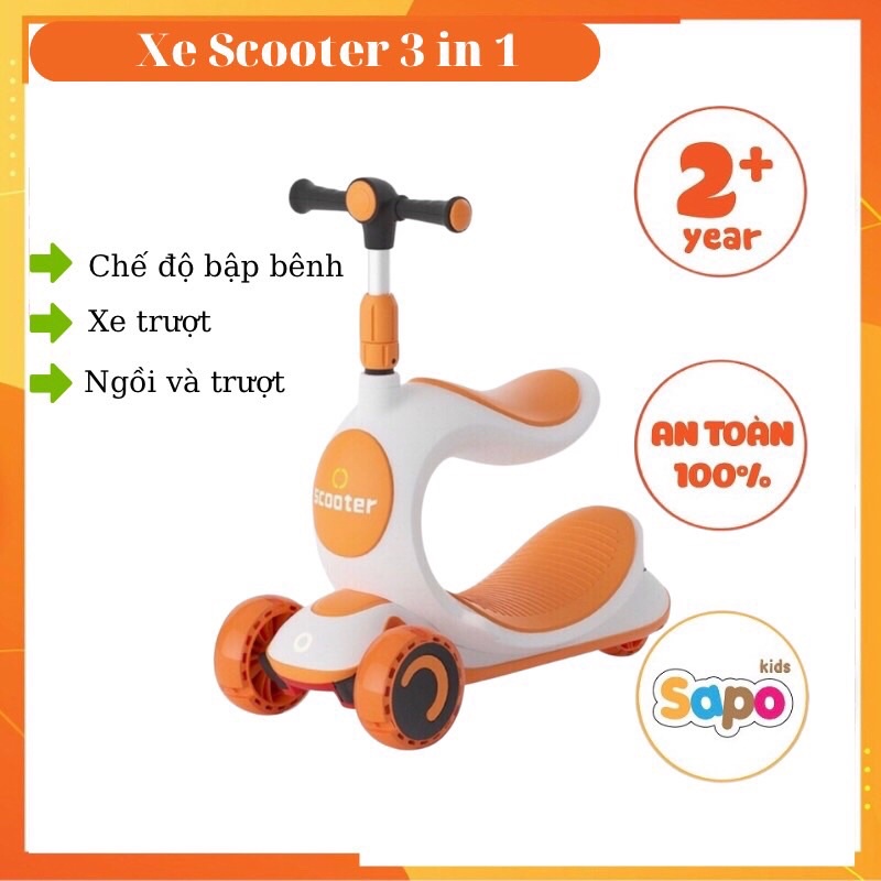 Xe scooter cho bé, Xe trượt scooter đa năng cao cấp cho trẻ em sapo kids