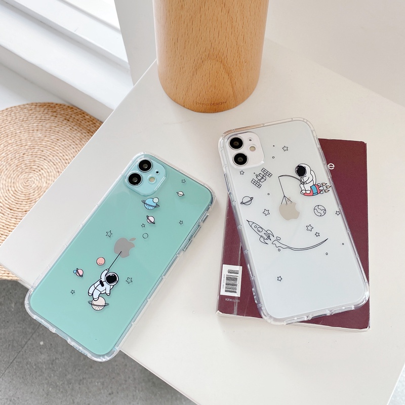 Ốp Điện Thoại Trong Suốt Họa Tiết Phi Hành Gia Dễ Thương Cho iPhone 12 11 Pro Max X Xs Xr 12 Mini 7 8 Plus | BigBuy360 - bigbuy360.vn