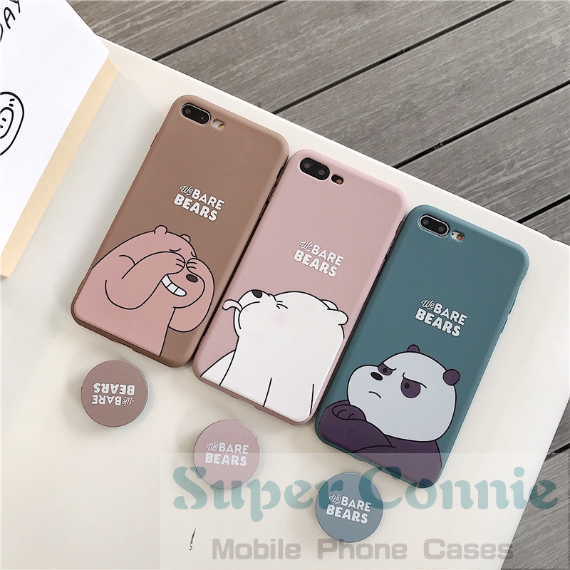 Ốp điện thoại hoạt hình We Bare Bears kèm giá đỡ cho IPhone 11 11pro max 6S 6 7 8plus