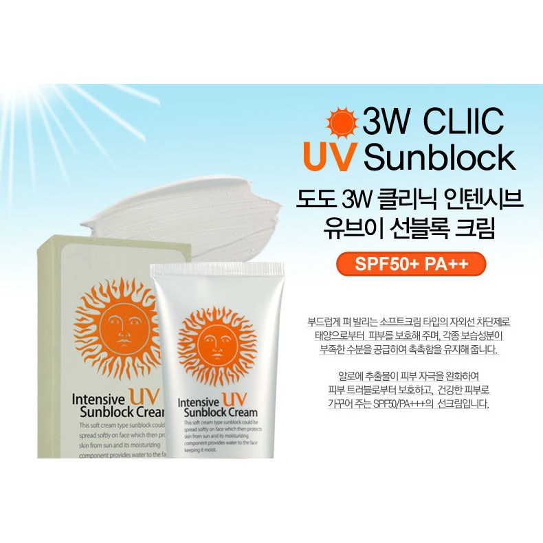 HOT - Kem Chống Nắng 3W Clinic Intensive UV Sunblock Cream sản phẩm y hình