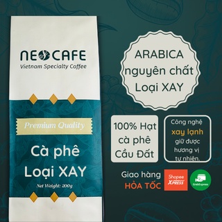 Cà phê Arabica NEOCAFE cafe nguyên chất, cà phê rang xay gói 200 gr, rang mộc 100% thanh chua ngọt hậu pha phin pha máy