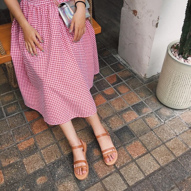 Đầm maxi caro đỏ | BigBuy360 - bigbuy360.vn