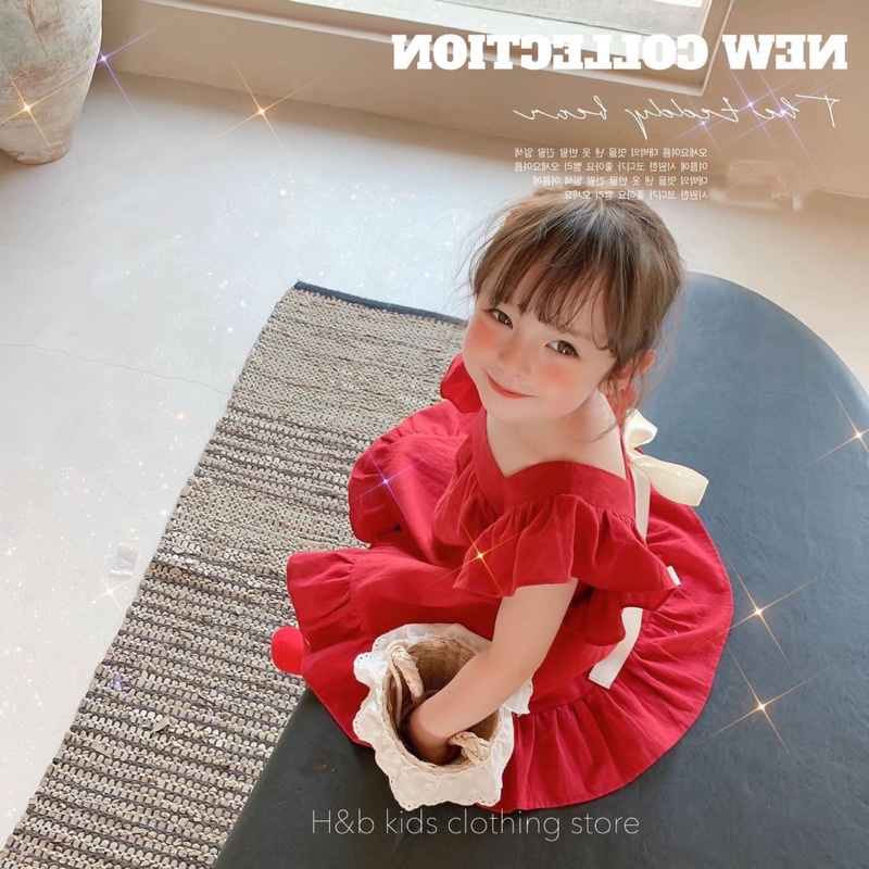 váy đũi đỏ hb cho bé