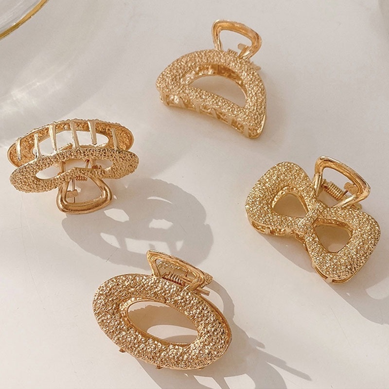 Ins Kẹp Tóc Thắt Nút Đính Đá Kim Loại Cổ Điển Thanh Lịch Cá Tính Cho Nữ