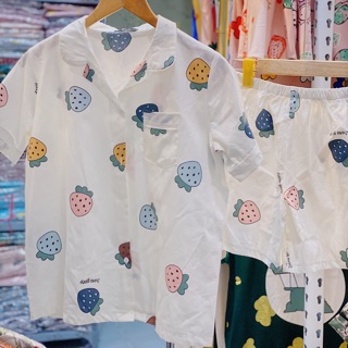 Bộ Pijama bộ đồ ngủ quần cộc  bộ mặc nhà chất thô cao cấp [ ảnh thật tự chụp]