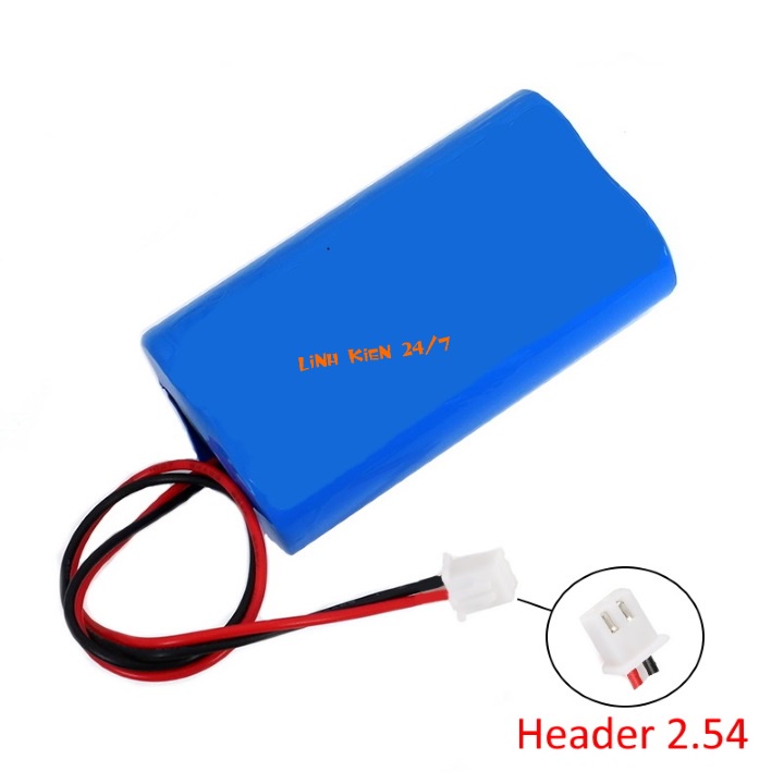 Khối Pin Sạc Lithium 3.7V–4.2V 6000mah 18650 1S2P Pin Robot Hút Bụi Lau Nhà Jack Header 2.54