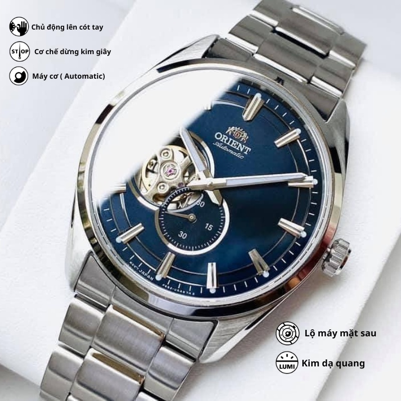 Đồng hồ Orient Small Second Opent Heart RA-AR000 nam máy cơ chống nước mặt kính Sapphire dây thép cao cấp chính hãng