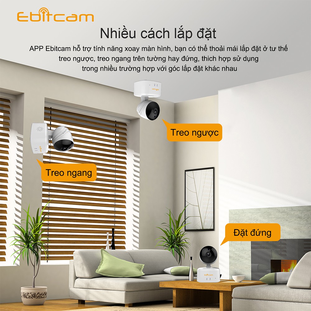 Camera IP WIFI 1MP EBITCAM E2 Xoay 4 Chiều Chính Hãng