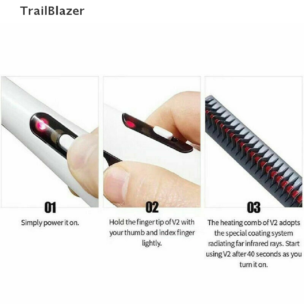 [Hàng mới về] Lược tỉa râu bằng điện kiêm lược duỗi tóc tạo kiểu nhanh chóng cho nam