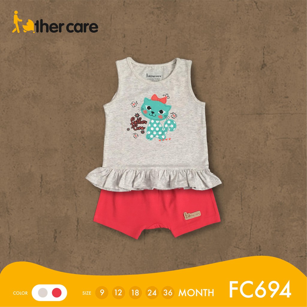 Bộ Quần Áo FatherCare Ba Lỗ Bé Gái FatherCare Cotton - In Hình