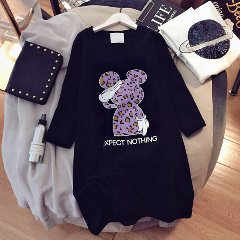 Áo Thun Nữ Tay Ngắn Dáng Rộng In Họa Tiết Hoạt Hình Phong Cách Hàn Quốc