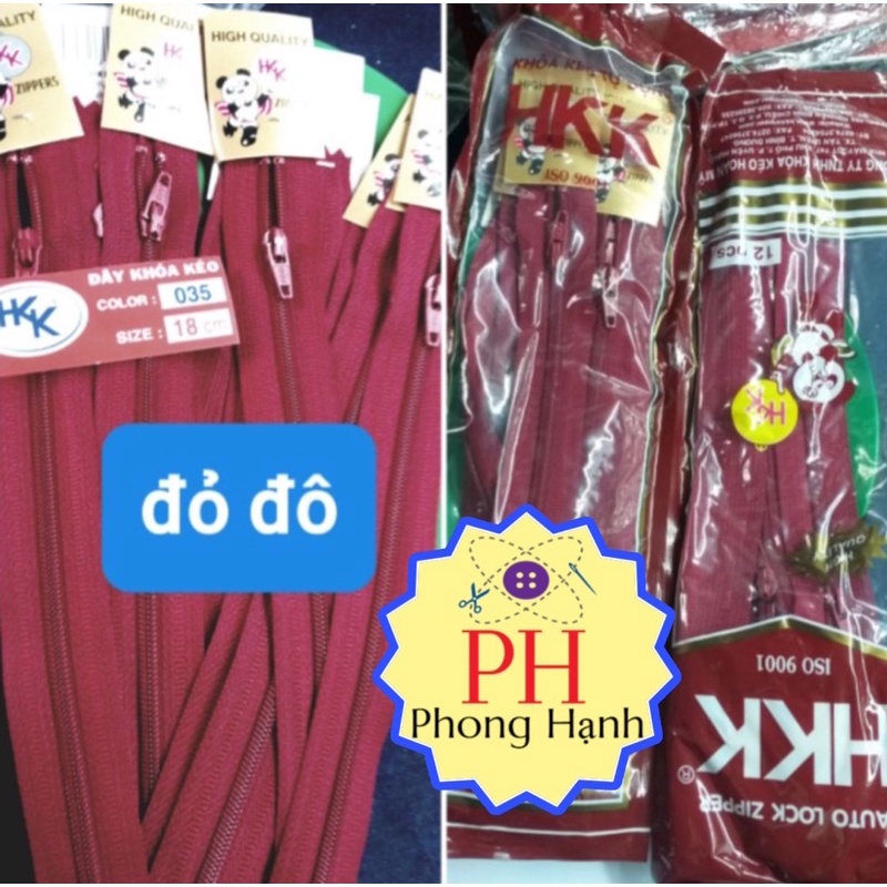 Dây Kéo quần Tây HKK  18cm - 1 bịch 12 sợi