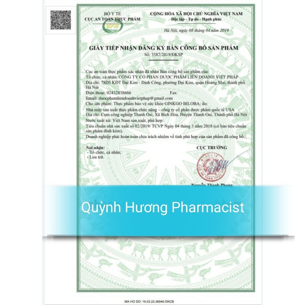 Ginkgo Biloba 360mg Q10 cải thiện tuần hoàn não hộp 100 viên