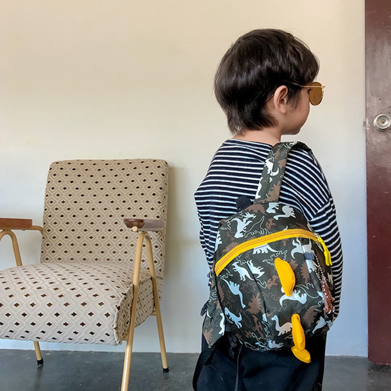 Balo vải canvas chống lạc in hình khủng long dễ thương cho bé