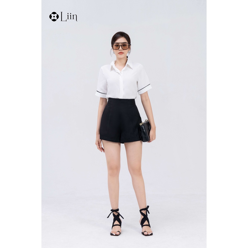 Áo sơ mi cộc tay Linbi chất liệu vải đũi mix trần chỉ thanh lịch, trẻ trung Liin Clothing SM4545