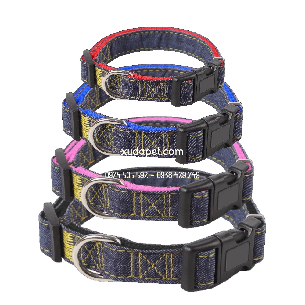 Combo Dây Dắt và Vòng Cổ Jean Chất Dù Chắc Chắn Cho Chó Mèo Xudapet  - DDY00002