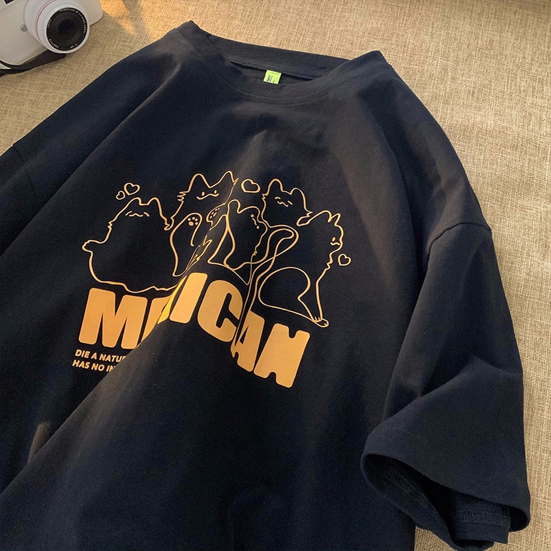 Áo Thun Tay Ngắn Dáng Rộng In Hình Phong Cảnh Phong Cách Hàn Quốc Thời Trang Cho Nữ