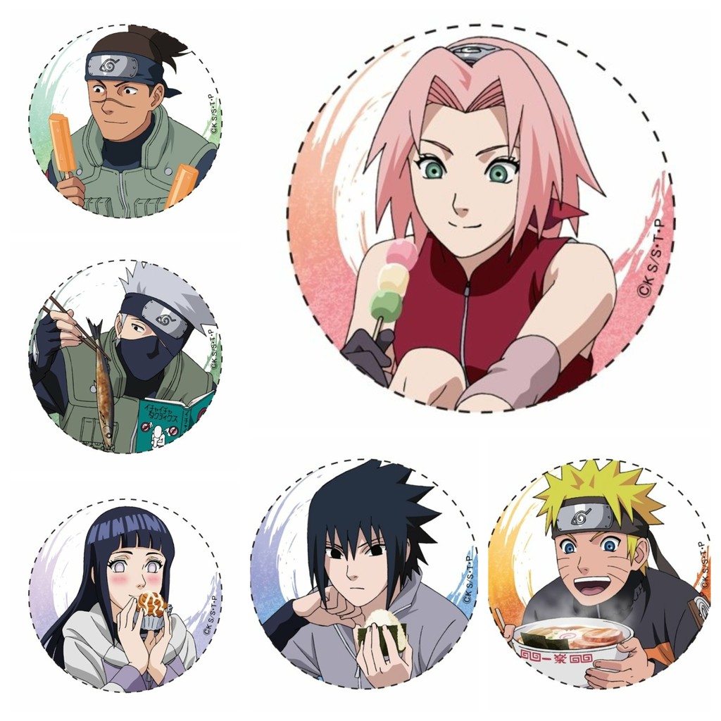 ( 1 chiếc ) Huy hiệu cái áo IN HÌNH nhân vật NARUTO ĐẠI CHIẾN LÀNG LÁ VER ĂN UỐNG anime chibi dễ thương xinh xắn